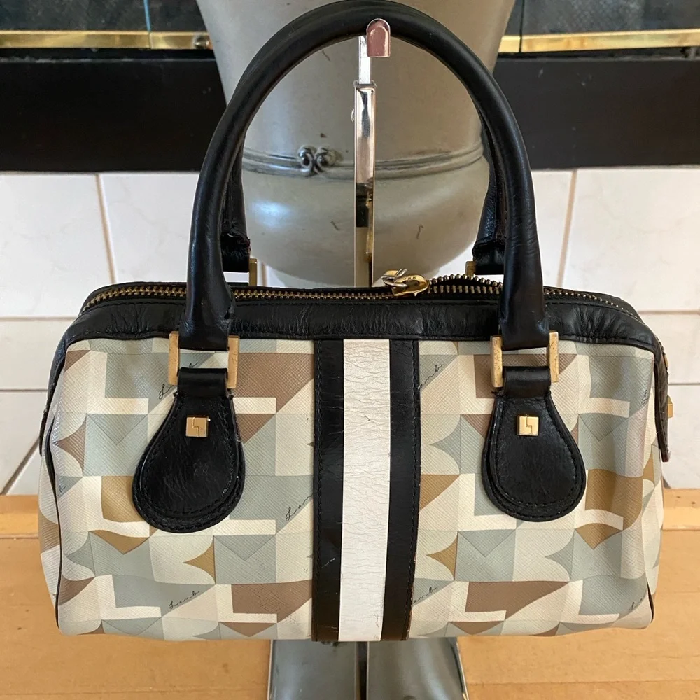 L.A.M.B Gwen Stefani Satchel Small Bag Leather,PVC,Geometric, Gold Hardware - Picture 2 of 16